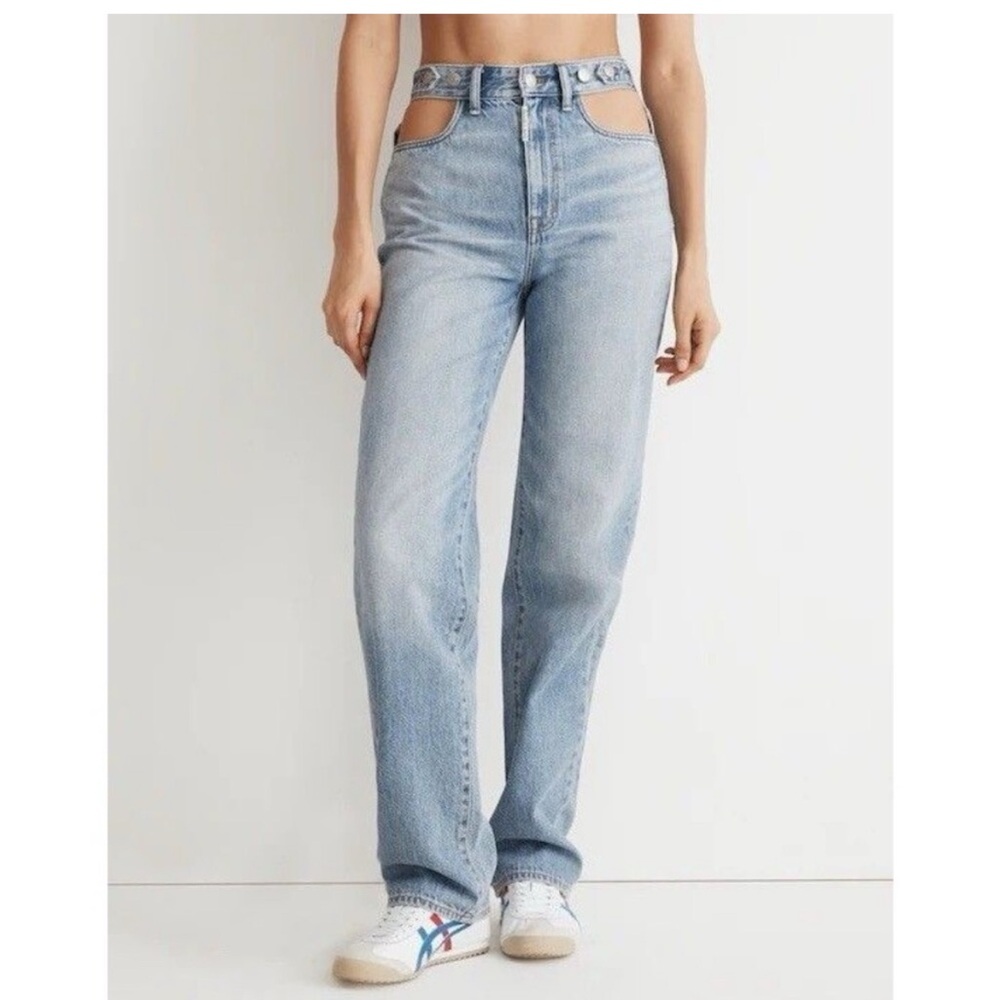 Madewell x Molly Dickson Cutout Baggy Straight Jeans 33 Edgy Designer Denim